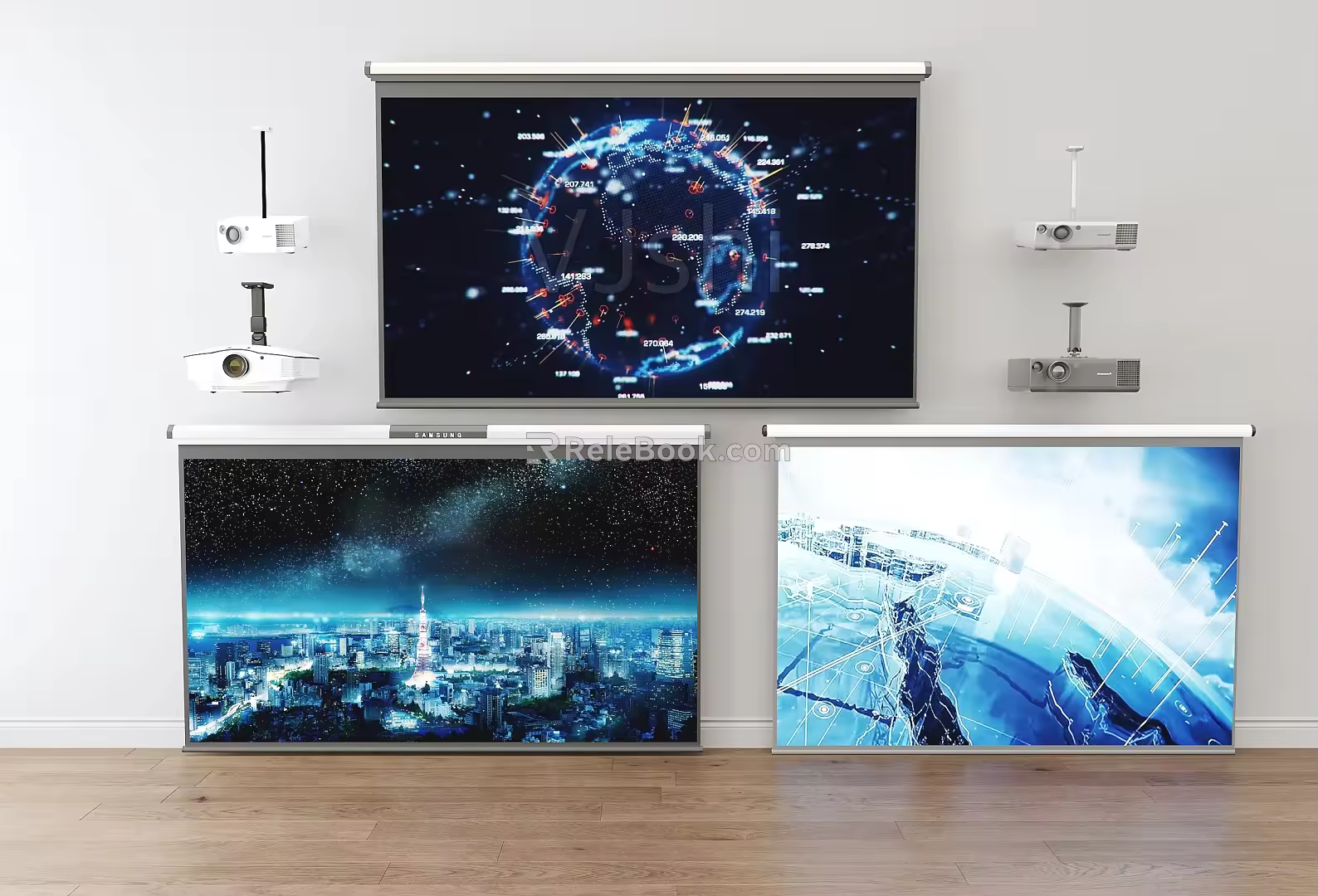Projector Projection Screen Projector Projection Disk Drive Combination 3d model