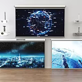Projector Projection Screen Projector Projection Disk Drive Combination 3d model