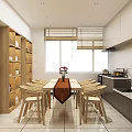 Modern Open Kitchen Interior Design With Dining Table Wine Rack And Cabinets