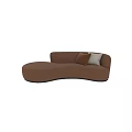 Brown Curved Sectional Sofa With Textured And White Decorative Pillows