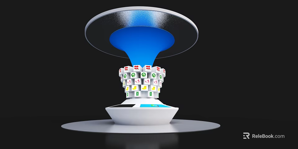 Modern Device With Blue Light Effect Colorful Cubes And Circular Top 3d model
