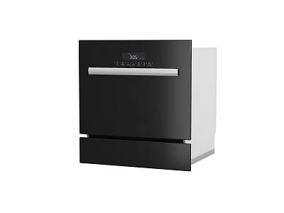 Modern Black and Silver Drawer Style Dishwasher Kitchen Appliance with Digital 3d model