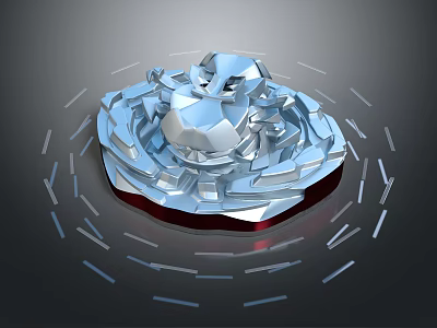 Airplane Engine 3D Model With Complex Silver Metallic Rotating Blades And Red Base 3d model