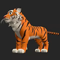 Cute Cartoon Tiger 3D Model With Orange Black Stripes White Paws And Blue Eyes