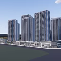 Modern High Rise Residential Complex With Green Areas And Urban Landscape Design