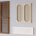 Elegant Casement Doors With Louver Design In Dark Brown Beige And White