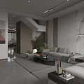 Modern Living Dining Room Interior With Sofa Dining Table And Green Plant