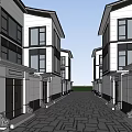 Modern Townhouse Exterior Design With Courtyard Green Plants Stone Pathway And Water Feature