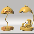 Cute Yellow Cartoon Duck Table Lamp With Adorable Design And Small Duck Figurine On Base