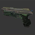 Modern Tactical Pistol With Black Finish Tactical Rail Ergonomic Grip And Green Light