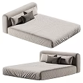 Modern Double Bed Interior With Upholstered Headboard And Soft Pillows