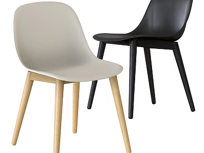 Modern Leisure Chairs In Beige And Black With Wooden Legs And Minimalist Design 3d model