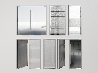 Frosted glass door glass door double open glass door company office glass door office glass partition 3d model