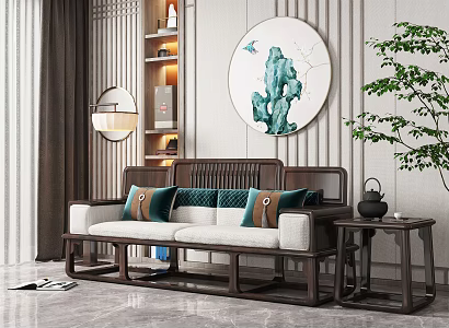 New Chinese-style double sofa 3d model