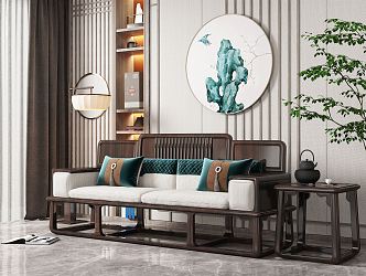 New Chinese-style double sofa 3d model