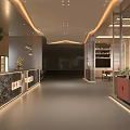 Elegant Banquet Hall Interior With Round Tables Chairs Flower Arrangements And Ceiling Lighting