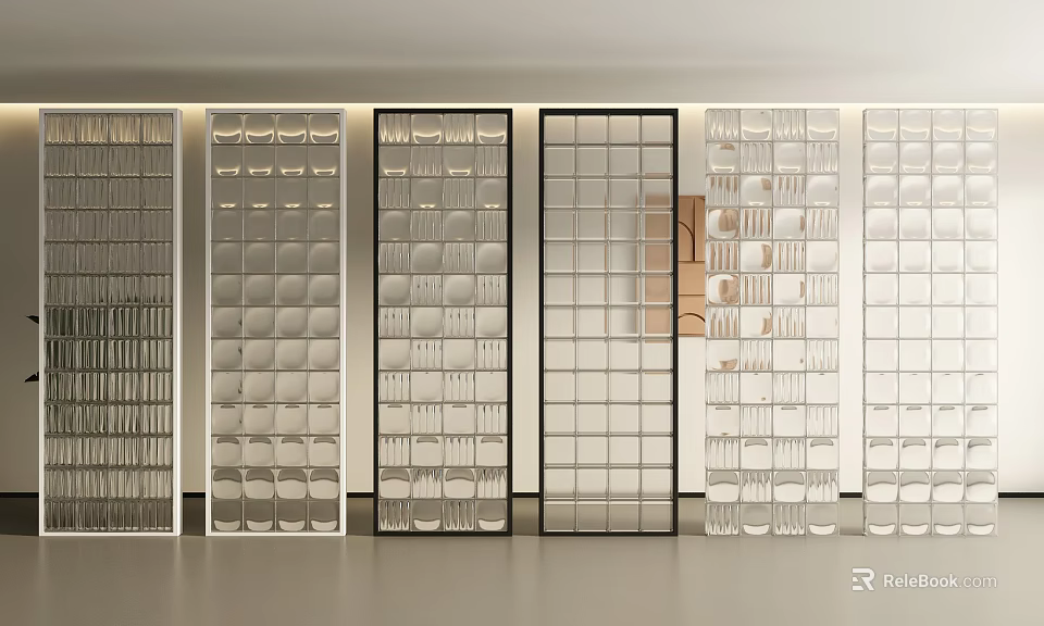 Modern Room Dividers With Various Grid Patterns And Glass Panels For Interior Design 3d model 