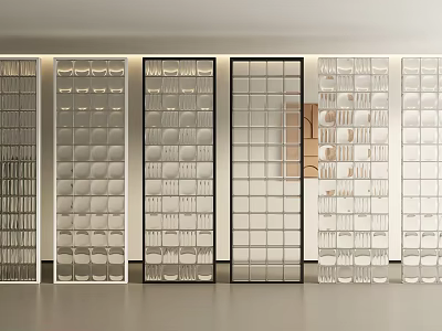 Modern Room Dividers With Various Grid Patterns And Glass Panels For Interior Design 3d model