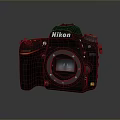 Nikon D850 Digital SLR Camera Featuring Black Body And Red Accent Details