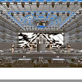 Modern Tech Bar Interior With Blue Lighting Ceiling Design And Central Stage 3d model