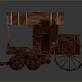 Vintage Wooden Carriage With Arched Roof Large Spoked Wheels And Detailed Design