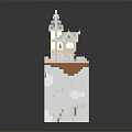 Cartoon Scene Of Charming House With Tower Gray Roof Wooden Platform And Detailed Windows