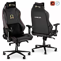 Black Omega Gaming Chairs With Red Stitching Leather And Adjustable Armrests
