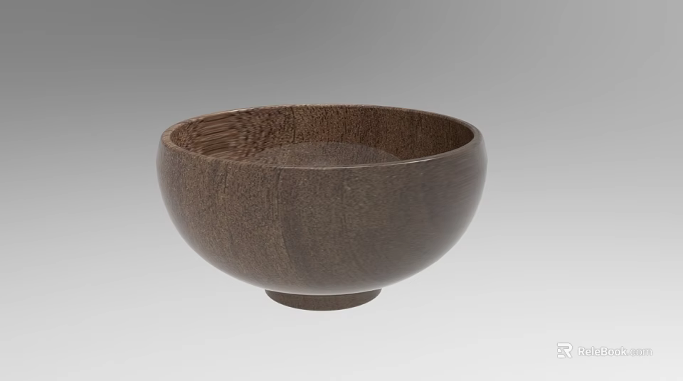 Handcrafted Wooden Dinnerware Set Featuring Brown Wood Grain Bowl And Classic Design 3d model 