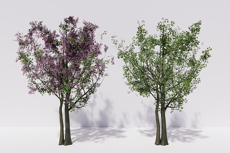 Modern Trees Lilac Shrub Plants 3d model