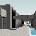 Contemporary Commercial Street Design With Modern Buildings Open Spaces And Green Areas