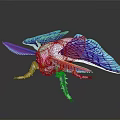 Fantasy Moth Game Movie Character With White Blue Purple Glowing Transparent Wings