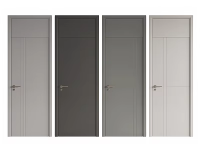 Modern Hinged Doors In Various Colors With Sleek Design And Handles 3d model
