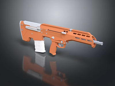 Orange Futuristic Assault Rifle Weapon With White Magazine And Modern Tactical Design 3d model