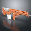 Orange Futuristic Assault Rifle Weapon With White Magazine And Modern Tactical Design
