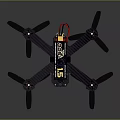 Black Quadcopter Drone With Four Propellers Red Components And Technical Design 3d model