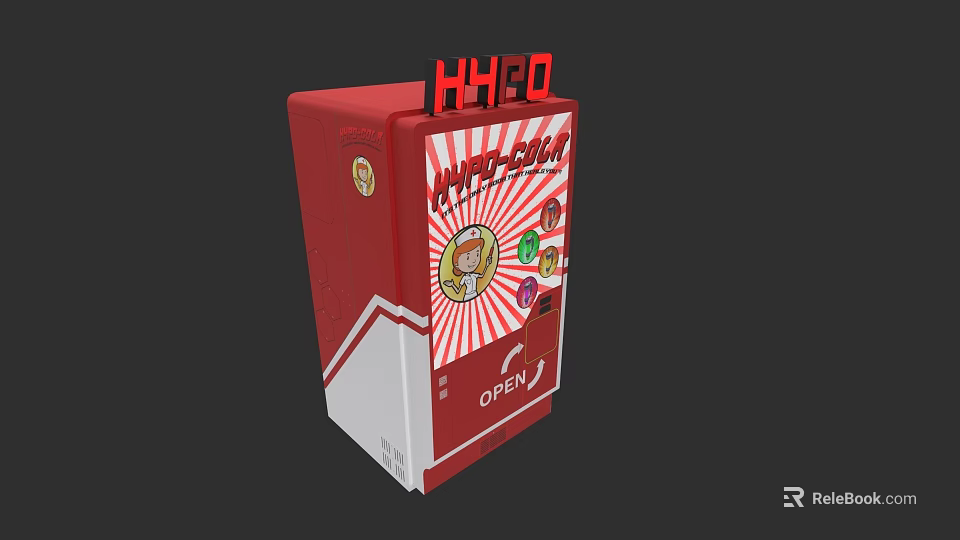 American Style Smart Vending Machine With Snacks Drinks And Open Red Design 3d model 