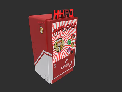 American Style Smart Vending Machine With Snacks Drinks And Open Red Design 3d model