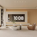 Modern Living and Dining Room Interior With Dining Table Chairs and Pendant Lights