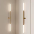 Modern Minimalist Wall Lamps With Golden Metal Body And Long Strip Lighting