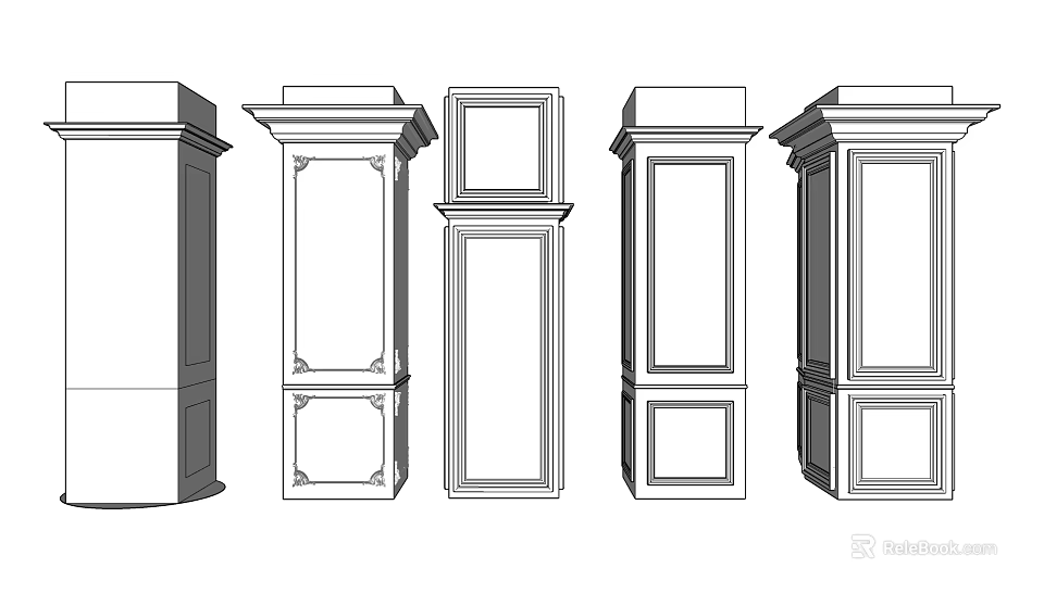 Collection Of Classical Roman Columns Design With Various Styles And Decorative Elements 3d model