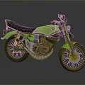 Green Vintage Motorcycle With Black Seat Silver Exhaust And Striped Body Design