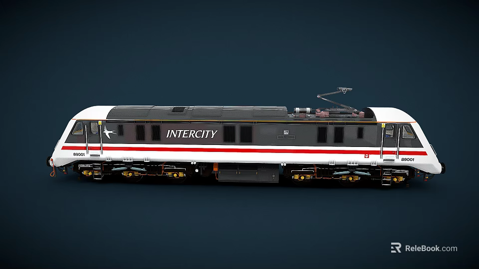 Modern Intercity Train With White Black Exterior And Red Stripe Details 3d model 