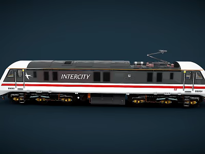 Modern Intercity Train With White Black Exterior And Red Stripe Details 3d model