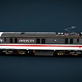 Modern Intercity Train With White Black Exterior And Red Stripe Details