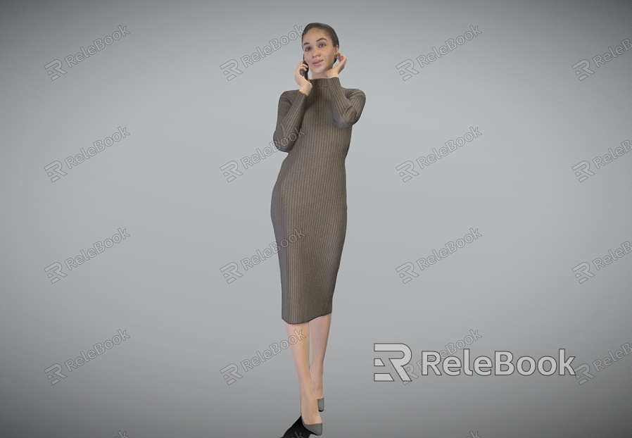 Elegant lady phone woman standing lady model