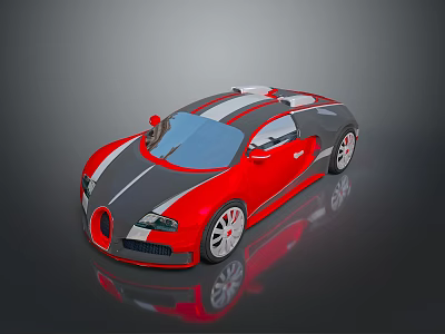 Red and Gray Sleek Sports Car with Aerodynamic Exterior and Glossy Finish 3d model