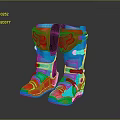 Blue And Red Protective Motorcycle Boots With Fox Logo And FLY Brand Design