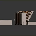 Three Shiny Striped Bronze Metal Storage Boxes With Classic Lock Details