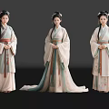 Ancient Chinese Costume Game Film Characters In Traditional Robes And Hairstyles