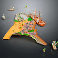 Modern Port Cartoon Port Animation Port Dock 3d model